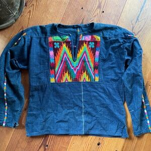 Colorful vintage embroidered top